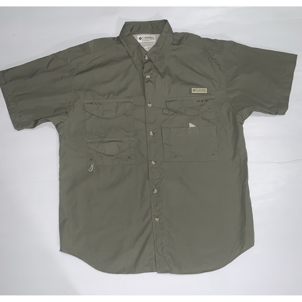 Columbia Men's Small PFG Bonehead Short-Sleeve Shirt Outdoor Fishing Sage Vented